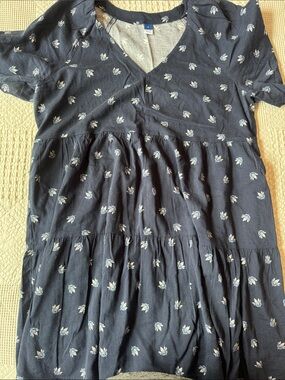 Old Navy Navy Blue Mini Dress with Small White Floral Print